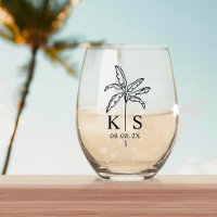 Custom Palm Tree Monogram Save the Date Logo