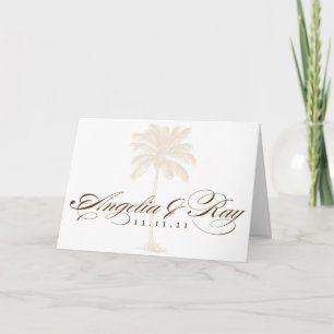 Custom Palm Tree Wedding Logo Thank You Card