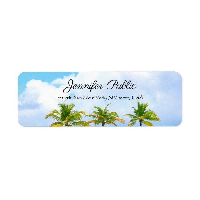 Custom Palms Blue Sky Elegant Handwritten Script (Front)