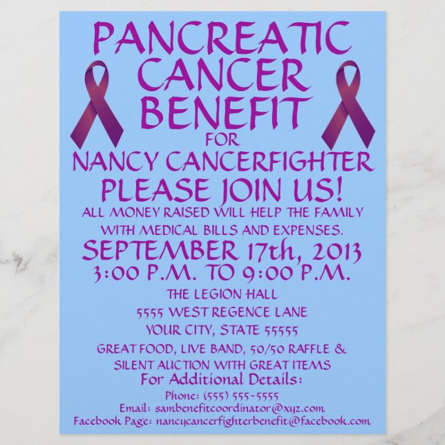 Custom Pancreatic Cancer Benefit Flyer (Front)