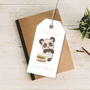 Custom Panda Bookmark Name Gift Tag Page Marker