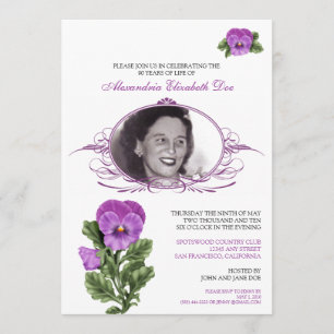 :custom: Pansy Floral Birthday Party Invitation