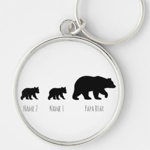 Custom Papa Bear Baby Bear Name Keychain