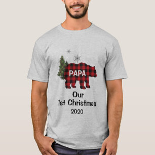 Custom Papa Bear Our 1st Christmas T-Shirt