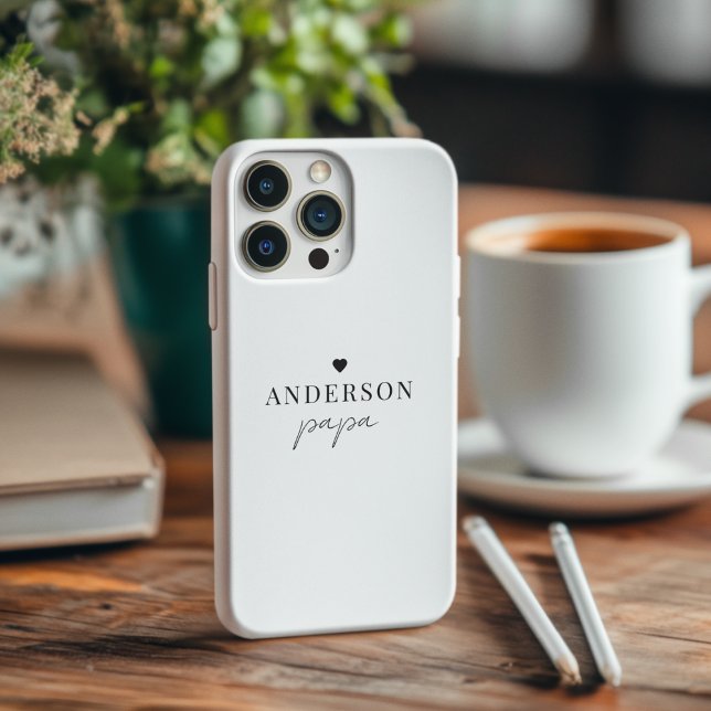 Custom Papa  | Minimalist Name Heart Grandpa Gift Case-Mate iPhone Case (Creator Uploaded)