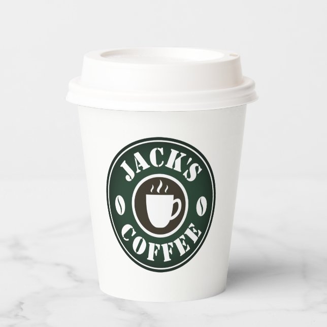 Custom paper coffee cups with lid party supplies (Front)
