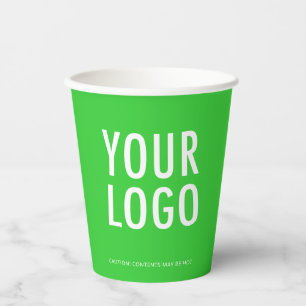 Custom Paper Cups Business Logo Lime Green 8 oz