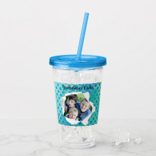 Custom Paper Hole Photo Blue Dots Template Acrylic Tumbler