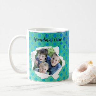 Custom Paper Hole Photo Blue Dots Template Coffee Mug