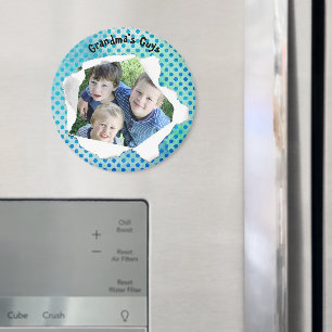 Custom Paper Hole Photo Blue Dots Template Magnet