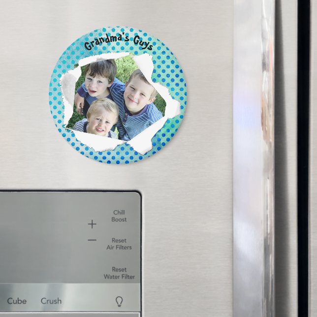 Custom Paper Hole Photo Blue Dots Template Magnet (In Situ (Fridge))
