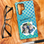 Custom Paper Hole Photo Polka Dot Template Samsung Galaxy Case<br><div class="desc">This template design features a placeholder photo of boys peeking through a punched paper hole that YOU REPLACE with your favourite photo of family members or a pet(s). You may have to try several photos before you get a great fit into the odd shaped setting. A square photo or a...</div>