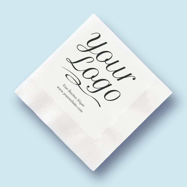 Custom Paper Napkins with Logo & Promotional Text (MISOOK White Napkin with Logo)