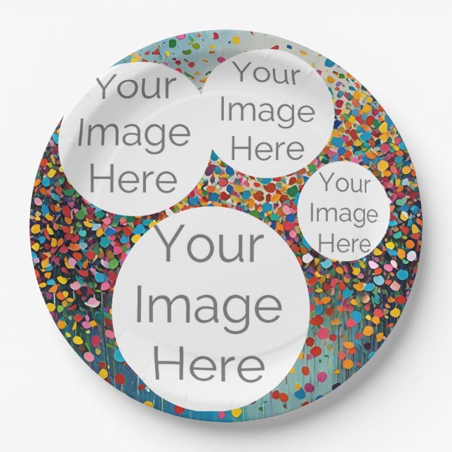 custom paper photo text template confetti plate (Front)