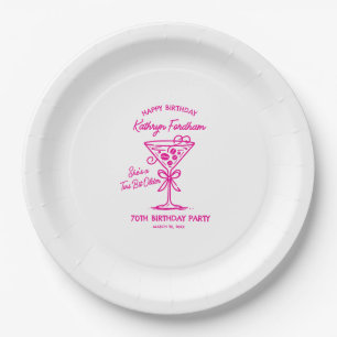 Custom Paper Plate 70th Birthday Pink Martini