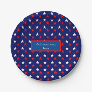 Custom Paper plates Red & White Stars pattern