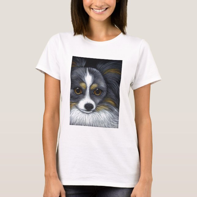 CUSTOM PAPILLON DOG T-Shirt (Front)