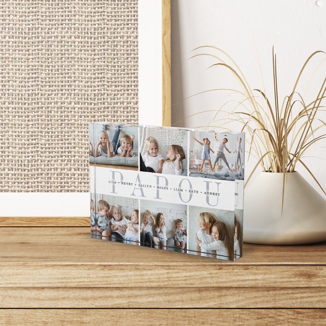 Custom Papou Grandchildren Photo Block (Creator Uploaded)