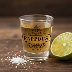 Custom Pappous' Bar Year Established Shot Glass