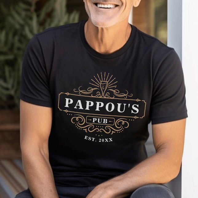 Custom Pappou's Pub Home Bar Year Established T-Shirt (Creator Uploaded)