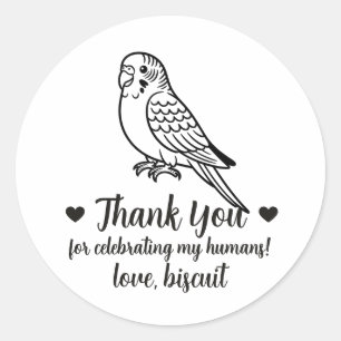 Custom Parakeet Wedding Favour Stickers