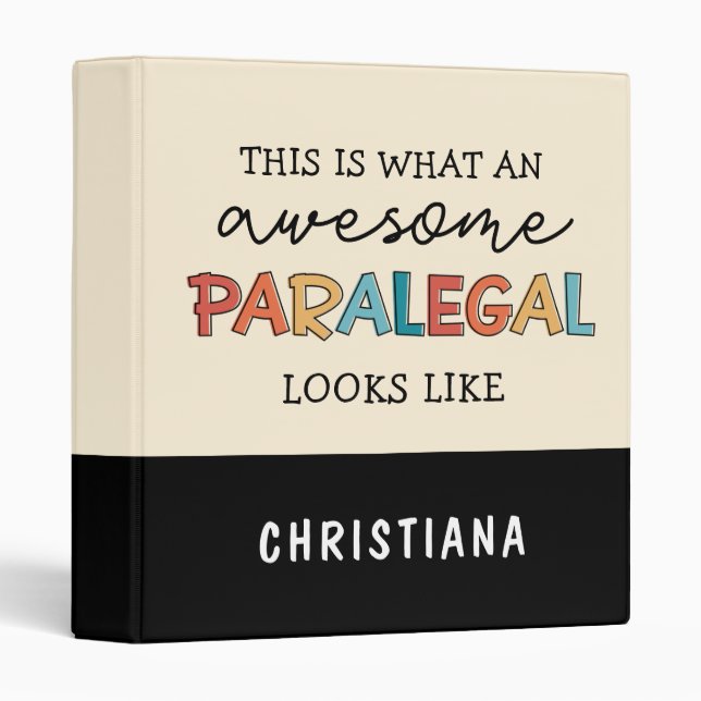 Custom Paralegal Awesome Legal Assistant Funny Binder (Front/Spine)