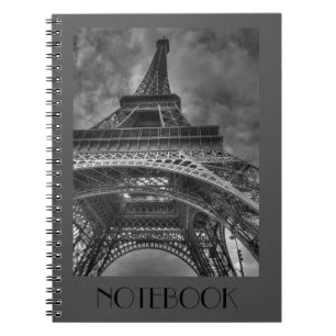 Custom Paris France Eiffel Tower Grey Notebook