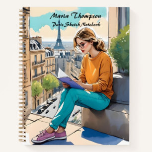 Custom Paris Sketch Travel Notebook Journal Diary