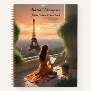 Custom Paris Sketch Travel Notebook Journal Diary