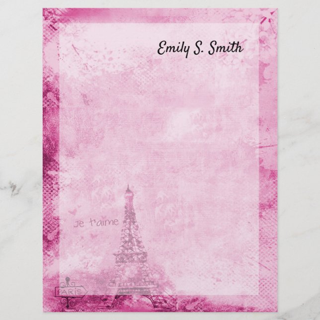 Custom Paris Theme Vintage Scrapbook Writing Paper (Front)
