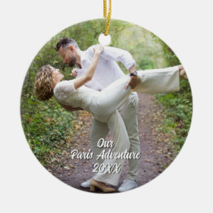 Custom Paris Travel Photo Christmas Tree Ceramic Ornament