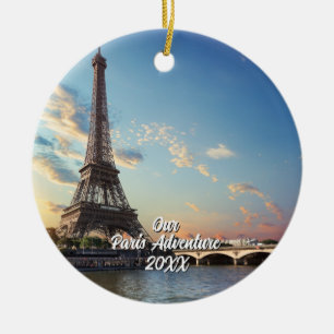 Custom Paris Travel Photo Christmas Tree Ceramic Ornament