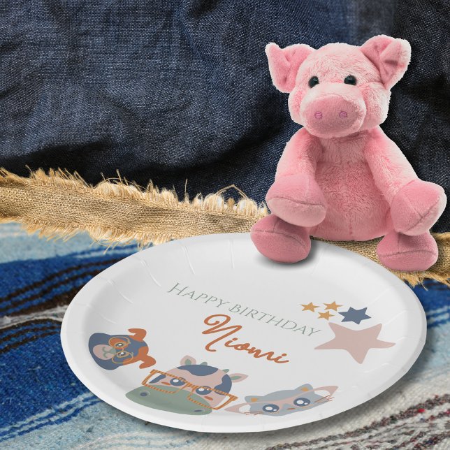 Custom Party Farm Animals Plates (Farm Animal Birthday Paper Plate Cow Cat Dog)