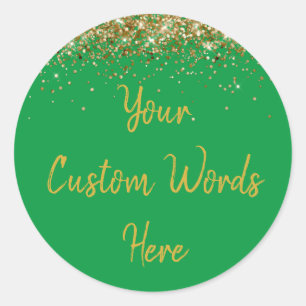 Custom Party Favor Birthday Kelly Green and Gold Classic Round Sticker