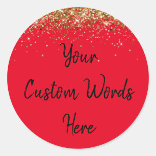 Custom Party Favor Birthday Red Gold and Black Classic Round Sticker