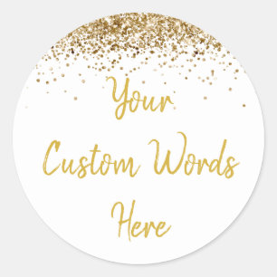 Custom Party Favour Personalize Birthday White Gol Classic Round Sticker