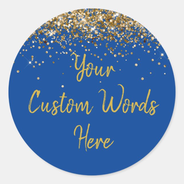 Custom Party Favour Personalized Birthday Blue Gol Classic Round Sticker (Front)