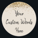 Custom Party Favour Personalized Birthday Classic Round Sticker<br><div class="desc">custom birthday party round sticker,  sweet 16 quinceanera 40th 50th,  glitter wedding reception gift label,  personalized anniversary 30th 21st 15th,  bachelorette sixteen 16th bridal 20th,  twenty-fifth 25th twenty first daughter,  girl wife twinkle sparkle granddaughter,  grandson son boy 5th fifth,  10th 80th 18th for baby,  shower sand khaki black gold</div>