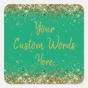 Custom Party Favour Personalized Birthday Green Square Sticker