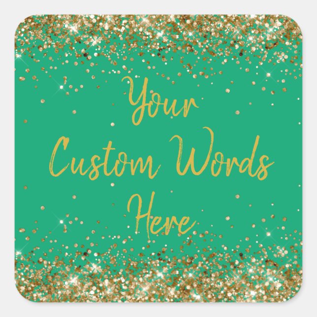 Custom Party Favour Personalized Birthday Green  Square Sticker (Front)