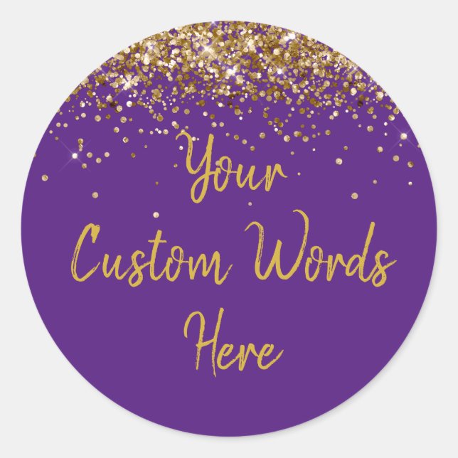 Custom Party Favour Personalized Birthday Purple Classic Round Sticker (Front)