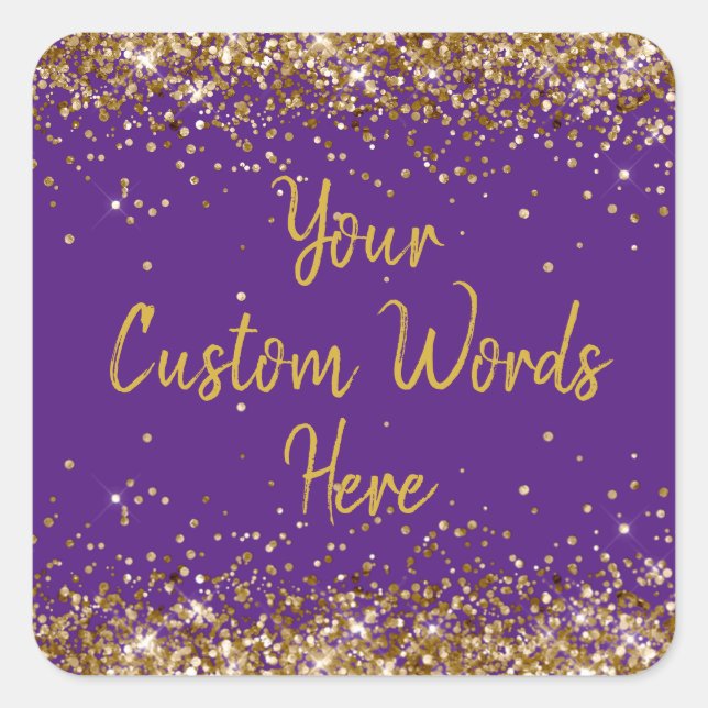 Custom Party Favour Personalized Birthday Purple Square Sticker (Front)