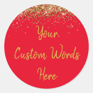 Custom Party Favour Personalized Birthday Red Gold Classic Round Sticker
