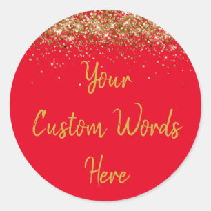 Custom Party Favour Personalized Birthday Red Gold Classic Round Sticker