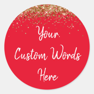 Custom Party Favour Personalized Birthday Red Gold Classic Round Sticker