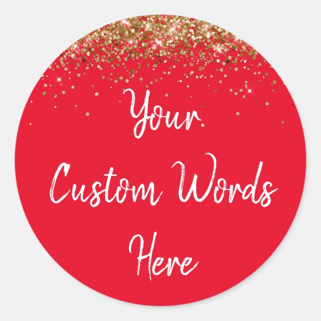 Custom Party Favour Personalized Birthday Red Gold Classic Round Sticker (Front)