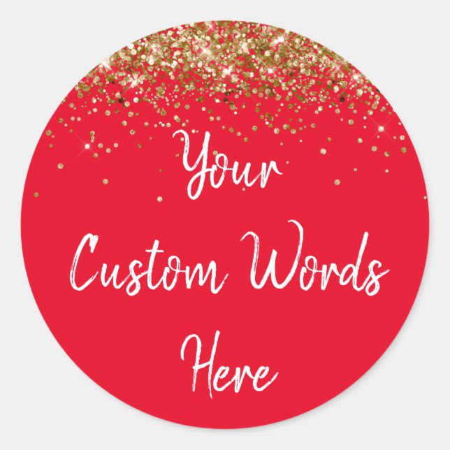 Custom Party Favour Personalized Birthday Red Whit Classic Round Sticker (Front)