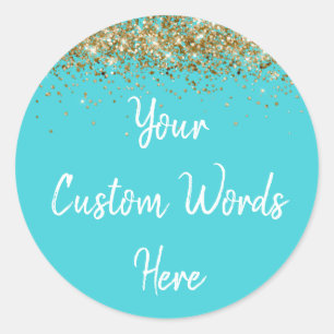 Custom Party Favour Personalized Birthday Turquois Classic Round Sticker