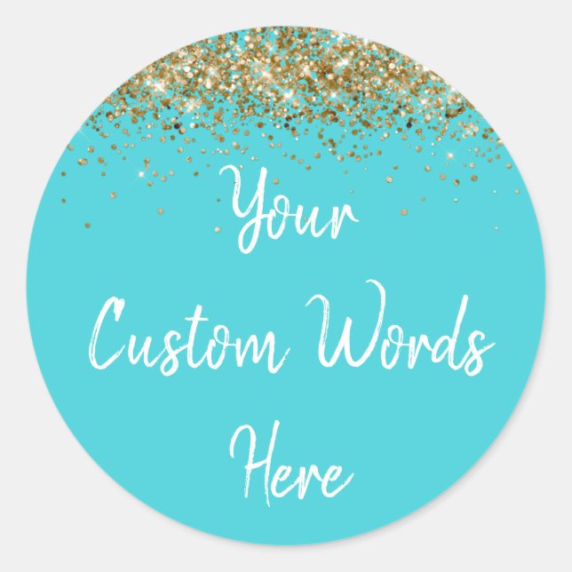 Custom Party Favour Personalized Birthday Turquois Classic Round Sticker (Front)