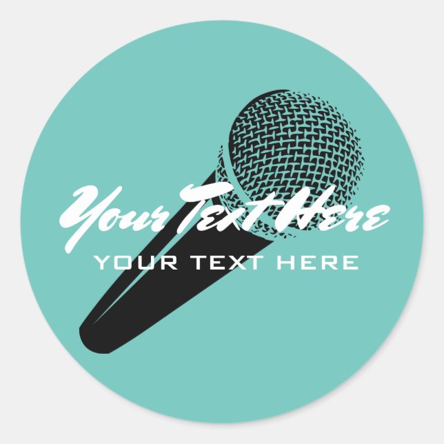 Custom party favour stickers with microphone image (Front)